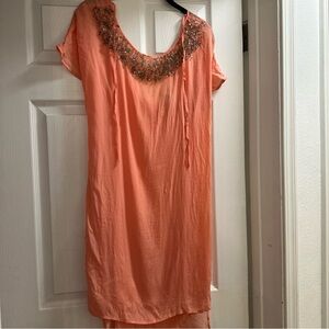 Peach Embellished Tunic Dress
